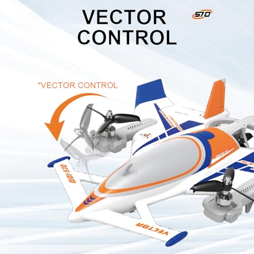 Image of FLYCOLOR QIDI 570 RC Airplane 2.4Gh 6CH RC Glider Fixed Wing Aircraft 3 Flight Models Brushless RC Helicopters Vertical Takeoff RC Glider (Blue)