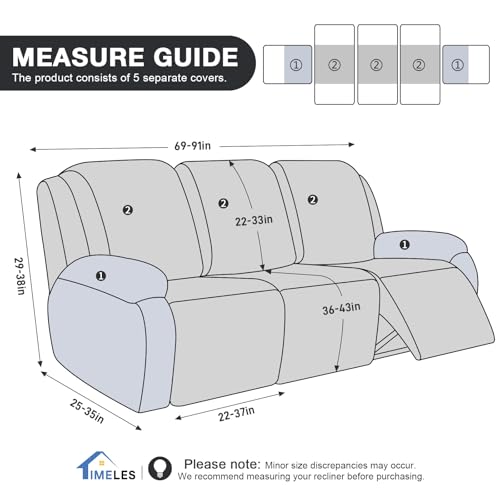Image of Timeles Recliner Covers for 3 Seater Reclining Couch Covers Sofa Slipcover Furniture Protector for Dogs and Pets Stretch Soft Washable (Three-Seater, Teal)