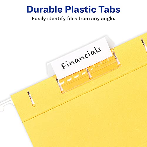 Avery Hanging File Tabs, 1/5 Cut, Clear, Permanent, Pack Of 20 (6727) #TOP3