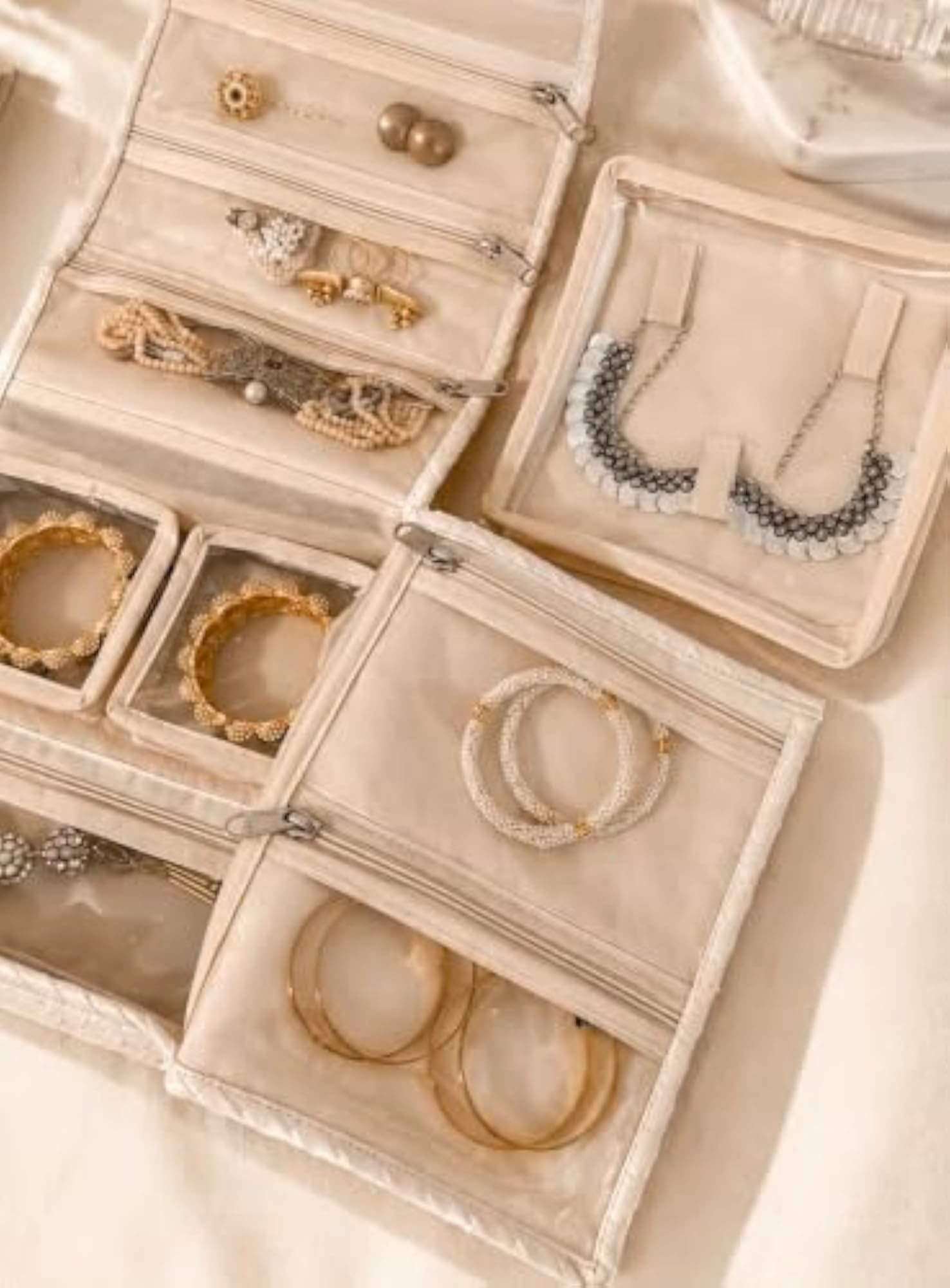 Foldable Jewellery Organizer with Multiple Compartments