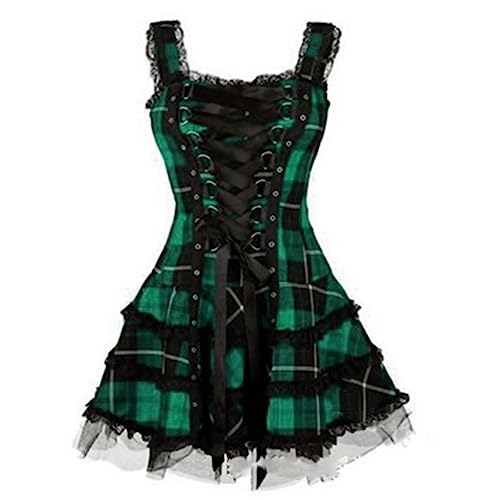 Robe de fête gothique punk sans manches à carreaux pour soirées Y2K