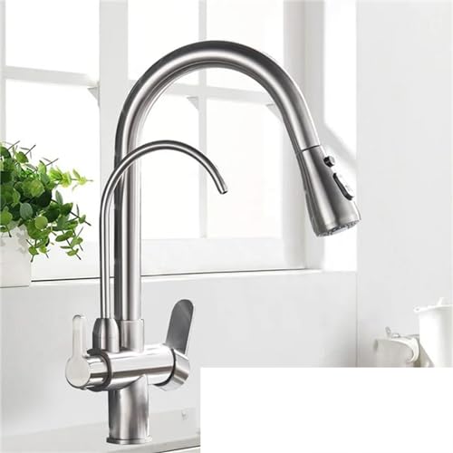 Robinet de cuisine résistant au calcaire avec finitions nickel brossé