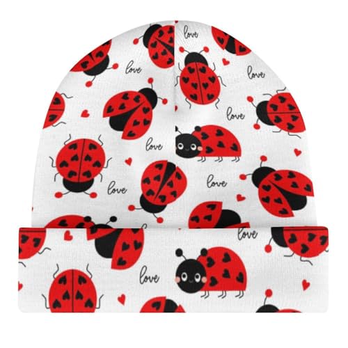 Ladybugs Pattern Kids Beanie Hat for for Girls Boys Children Cap Winter Knitted Chemo Cancer Headwear Accessories Gifts Decoration Black4