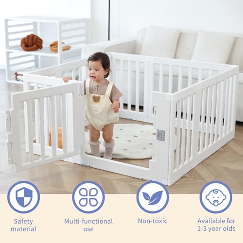 Baby Playpen Baby Playard Portable Baby Fence Play Area Indoor Outdoor Kids Activity Center Baby Playpen (8 Panel)…