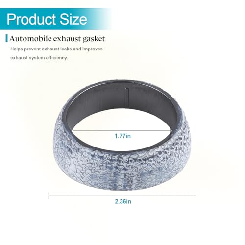 Ywdiml ID 45mm Car Exhaust Gasket, 2PCS Graphite Manifold Vehicle Exhaust Donut Seal Muffler Ring, Leakproof Automotive Downpipe Gaskets Replacement Accessories, Universal for RV SUV Truck
