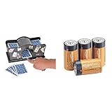 Noris - Kartenmischmaschine - batteriebetrieben (2X 1, 5V Batterien Nicht enthalten) für Kartengröße bis 9, 2 x 6 cm - Spielzeug ab 8 Jahren & Amazon Basics - Everyday Alkalibatterien, Typ C, 4 Stück
