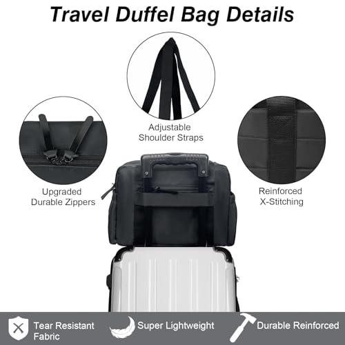 WOLT | Mini Gym Bag for Women, Small Duffel Bag with Wet-Dry Pocket and Trolley Sleeve, 14 Inch Lightweight Yoga Weekender Bag for Travel & Work Out, Black WOLT | Mini Gym Bag for Women, Small Duffel Bag with Wet-Dry Pocket and Trolley Sleeve, 14 Inch Lightweight Yoga Weekender Bag for Travel & Work Out, Black - Image 6
