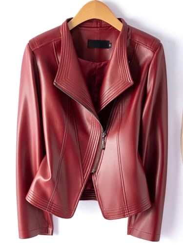 Women's Vintage Faux Leather Jacket Fall Fashion Elegant Lapel Zip Up Short Crop Coats Outfits3