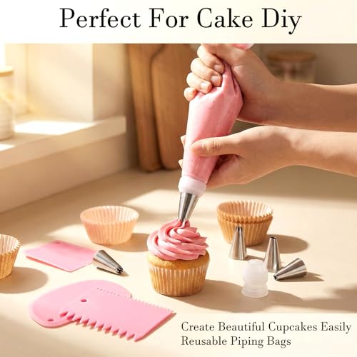 Image of 116 Pcs Cake Decorating Items, Baking Tools, Piping Bags and Nozzles Set, Cake Decorating Kit for Baking & Cake Decorating, Reusable Piping Bags Kit