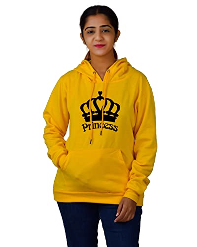 Image of More & More HOODMASTER Women's Fleece Hoodie Sweatshirt with Pockets Full Sleeves Regular Fit Solid Pattern Princess Theme Hooded Neck and Standard Length | Women Fleece Hoodie