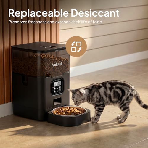 Image of VOLUAS Automatic Cat Feeder, 4L Timed Dry Food Dispenser for Cats & Dogs | Programmable Portion Control, Up to 4 Meals Daily, Dual Power Supply, Power-Off Memory, 10-Second Voice Recorder