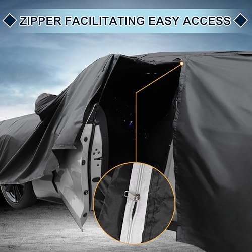 Image of Black Heavy Duty Waterproof Car Cover for SUV 182 inch-190 inch - All-Weather UV Protected Outdoor Full Exterior Cover with Sun /Snow /Rain Resistance