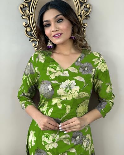 Image of GoSriKi Women's Cotton Blend Printed Kurta with Pant