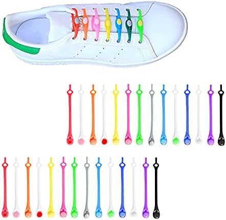 Clawofer 28 PCS Lazy Elastic Shoelaces,No Tie Shoe Laces for Adults and Children,Colorful Round No Tie Rubber Laces,Sneakers laces
