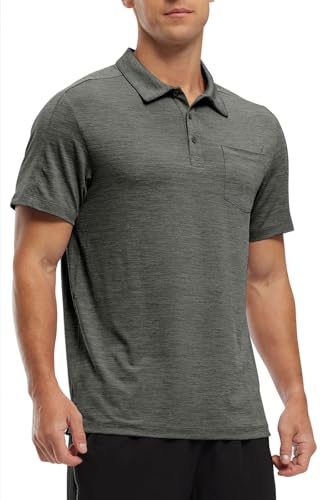 Image of Rdruko Men's Polo Shirts Short Sleeve Quick Dry Outdoor Golf Sports Shirts with Pocket