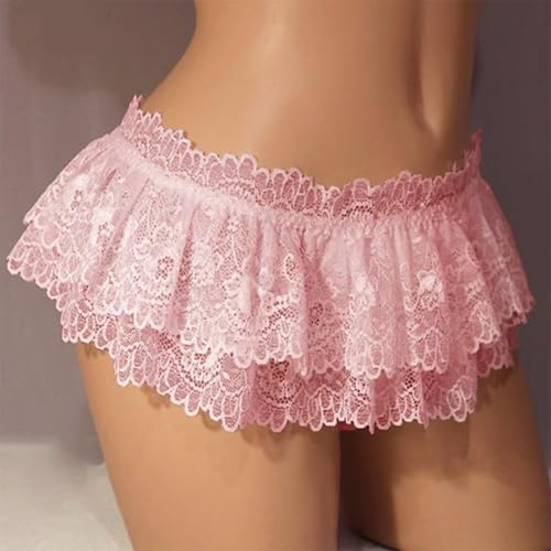 Sissy Lace Panties Men Ruffled Panties Thongs Mini Skirt Thongs Gay Lingerie2
