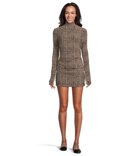 クルミ Norma Kamali Women's Long Sleeve Turtleneck Pickleball Dress, Choc
