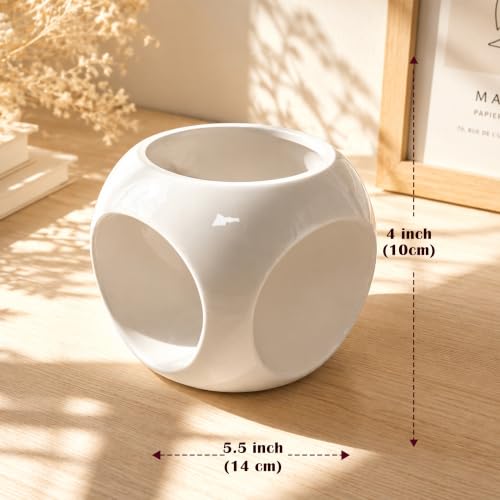Image of Art Street Cup Shaped Ceramic Vase for Home Dcor| White (4x5 inch)| Vases for Fake Flowers, Plants| Decorative Items for Living Room| Table, Office Gift for House Warming| Flowers Not Included
