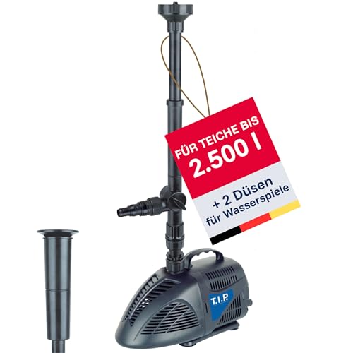T.I.P. 30421 Wasserspielpumpe WPS 1000 R (bis 1.000 l/h Fördermenge, für den Einsatz in Teichen und Zierbrunnen im Innen- und Außenbereich, mit zwei Wasserspielen, 3-Wege-Ventil)