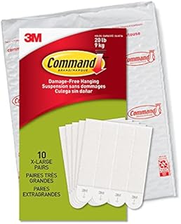 Command XL Picture Hanging Strips, 10 Pairs of X-Large Adhesive Strips - For Heavyweight Items - Holds up to 9 kg - Damage Free Hanging