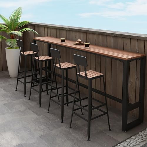 Industrial Rectangular Narrow Bar Table, Counter Height Dining Table for Modern Homes, Kitchen & Bistro Use, 15.7"x63" - Stylish Bar Unit, No Stools Included