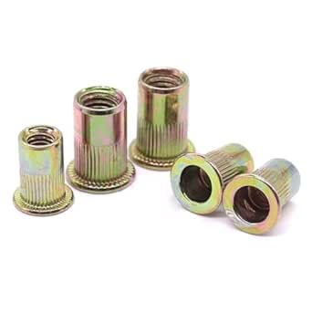 Xiedeai Flat Head Threaded Riveting Nuts Zinc Plated Carbon Steel Rivet ...