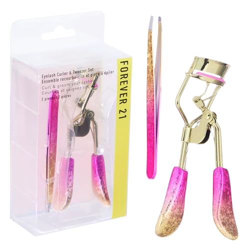 Forever 21 Juego de rizador y pinzas de pestañas, kit de 2 piezas con rizador de pestañas de precisión y pinzas de pestañas para tiras de pestañas | Kit de herramientas aplicador de pestañas postizas