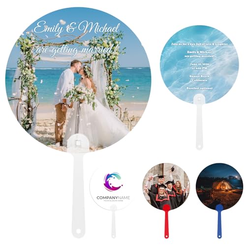 Custom Hand Fans with Photo Logo or Text Personalized Promotional Fans Bulk 105000 PCS for Trade Shows Weddings Church Schools Summer Events & Fundraisers