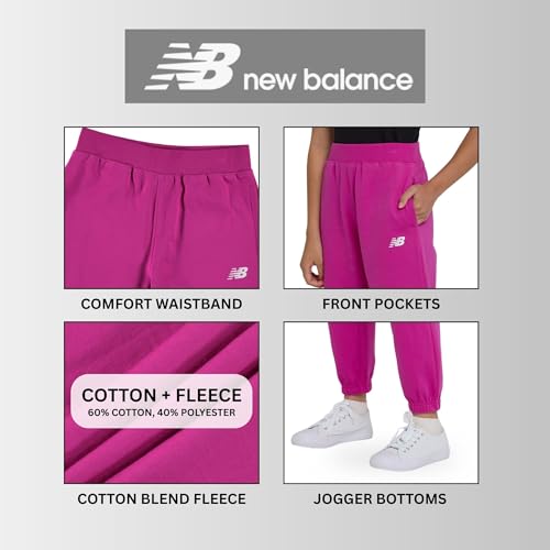 New Balance Girls Active Fleece Jogger 3 Pack – Soft Cotton Blend Fleece Athletic Performance Casual Sweatpants (4-16)3