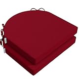 PRIMEPATIO Stuhlkissen 45x45x5cm (2er-Set) Rot - Hochdichter Schaumstoff Indoor/Outdoor für Küche, Esszimmer, Garten - Mit Fixierbändern & Waschbarem Bezug