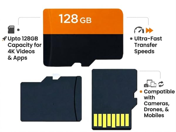 Image of Memory Card 128GB Class 10, Up to 70 Mbps Reading & 30 Mbps Writing Speed with High Performance of Data Transfer & Lower Power Consumption for Portable Devices (128GB)
