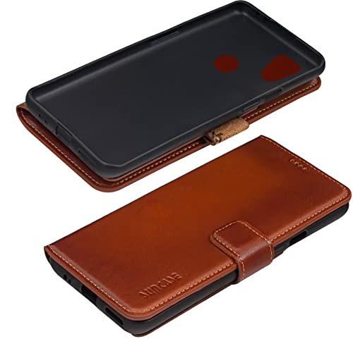 Housse cuir Gigaset GS5 Senior Suncase slim fit cognac brûlé 3 compartiments