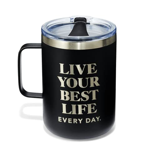 Oprah Daily Live Your Best Life Mug - Keep Your Beverages Cold And Warm With Oprah's Double Insulated, Spill Proof Lid, Stainless Steel Mug For Tea, Coffee, Broth, Cold Drinks, And More! (Black) #TOP23