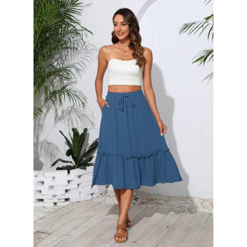 Image of Witsmile High Waist Tiered Skirts for Women Flowy Skirts for Women Long Length with Pockets 2026 Fashion Trendy