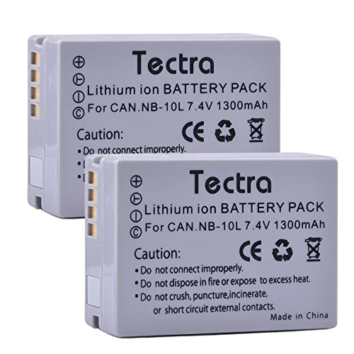 Tectra 2 Pack Nb-10L Nb10L Replacement Battery For Canon Powershot G1 X, G3 X, G15, G16, Sx40 Hs, Sx50 Hs, Sx60 Hs Digital Camera With Dual Usb Charger #TOP2