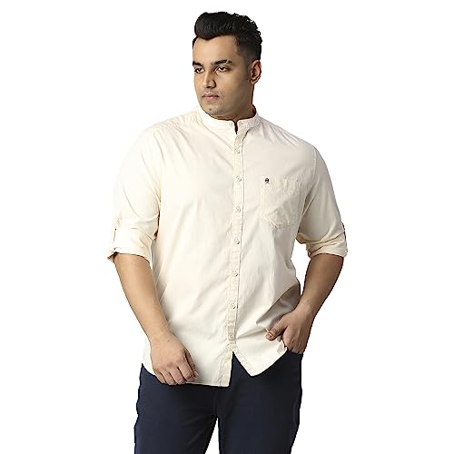 Image of Thomas Scott Mens | Full Sleeve | Solid Plain Color | Regular Fit | Plus Size | 100% Cotton | Mandarin Collar | Casual | Shirt