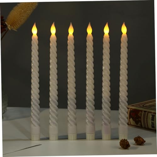Velas cónicas en espiral LED de cera con llama realista pack de 6 unidades 6