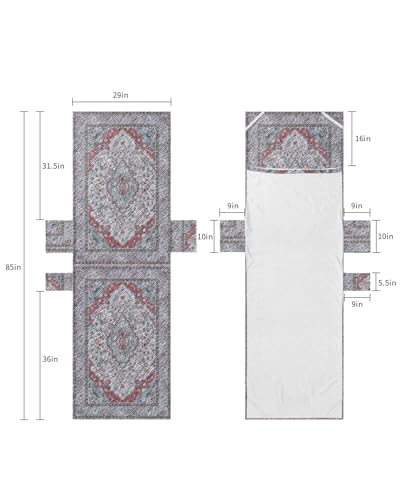 Boho Blue Red Beach Lounge Chair Towel Cover, Soft Chaise Lounge Towel with Side Pockets Patio Pool Chairs Cover for Beach/Pool Sunbathing 29x85 Vintage Modern Geometric Abstract Art