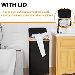 SpaceAid Laundry Hamper with Lid, 110L Large Tall Clothes Basket Bin with Bamboo Handles, Collapsible Laundry Hamper for Bedroom, Bathroom, Dorm, Laundry Room - Black - Image 3