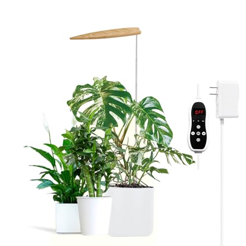 yadoker Plant Grow Light, LED Growing Light Full Spectrum for Indoor Plants,Bamboo Leaf Design,Height Adjustable, Automatic Timer, 5V Low Safe Voltage,Idea for Large Plant Light