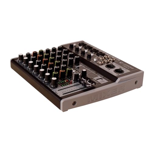 kh 6 Channel Professional Audio Mixer Console 4 XLR + 2 Mono,2 XLR Output,2 Aux Input Sound Board 99 DSP Independent 48V Phantom Power, BT, USB Audio Interface for Studio Stage Party Home Recording