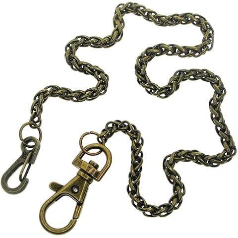 watchvshop Pocket Watch Chains Albert Chain Bronze Color Spiga Wheat Chain with Swivel Lobster Clasp FC81 Cover