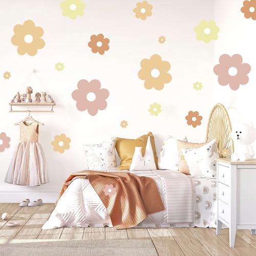 Vinilo decorativo flores retro colorido decoración pared