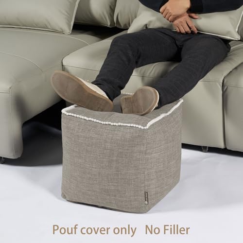 Louis Donné 45 x 45 cm ungefüllter quadratischer Pouf Ottoman Bezug Ersatz Fußhocker Poofy Ottomane zur Aufbewahrung Fuß Baumwolle und Leinen Stoff dekorative DIY Hoem Docoration (nur Bezug)