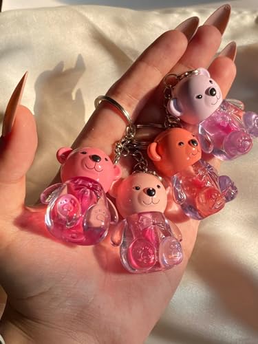 Image of Cute Teddy shape Lipgloss for girls lip balm korean Key chain Bear lipgloss pink shiny lips waterproof long lasting liquid glitter lipgloss for women (pack of 1)