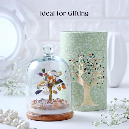 Image of Astrotalk 7 Chakra Crystal Dome Tree | Align Chakras & Elevate Energy | Feng Shui Items for Good Luck | Home Decor for Living Room & Office | Housewarming Gifts | Aesthetic Home Decor Items