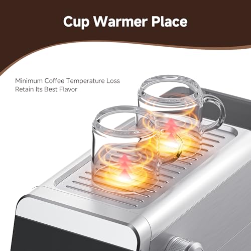 Image of AMZCHEF Espresso Machine 20 Bar, Compact Coffee Maker with LED Touch Screen & Milk Frother, Brushed Stainless Steel Housing Espresso Maker for Home & Office, Coffee Machine for Cappuccino, Latte