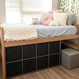 SiliFine 8 Cube Storage Organizer with 8 10.63' Fabric Bins, DIY Closet Organizers and Storage, Portable Plastic Cubby Shelves for Dorm Room, Under Bed, Bedroom, 10.63' Non-Woven Storages Cubes, Black