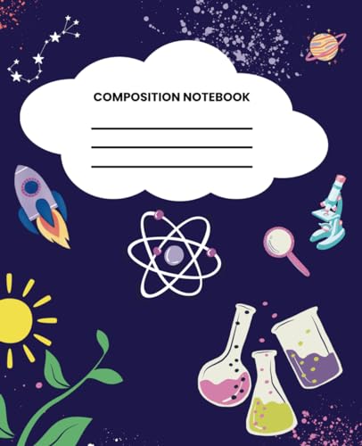 Cuaderno infantil de 110 páginas con diseño de ciencia y pauta ancha