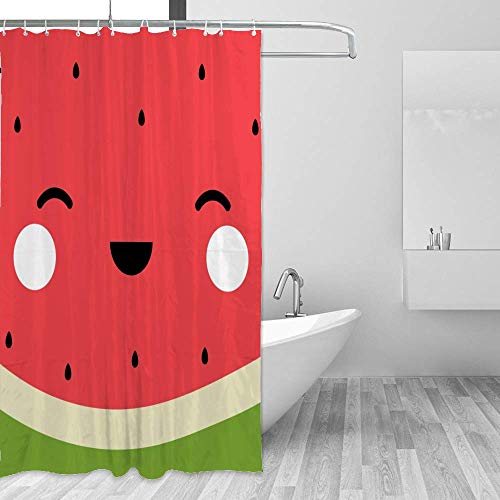 Rideau de douche pastèque en polyester lavable 168x183 cm avec 12 crochets - 5